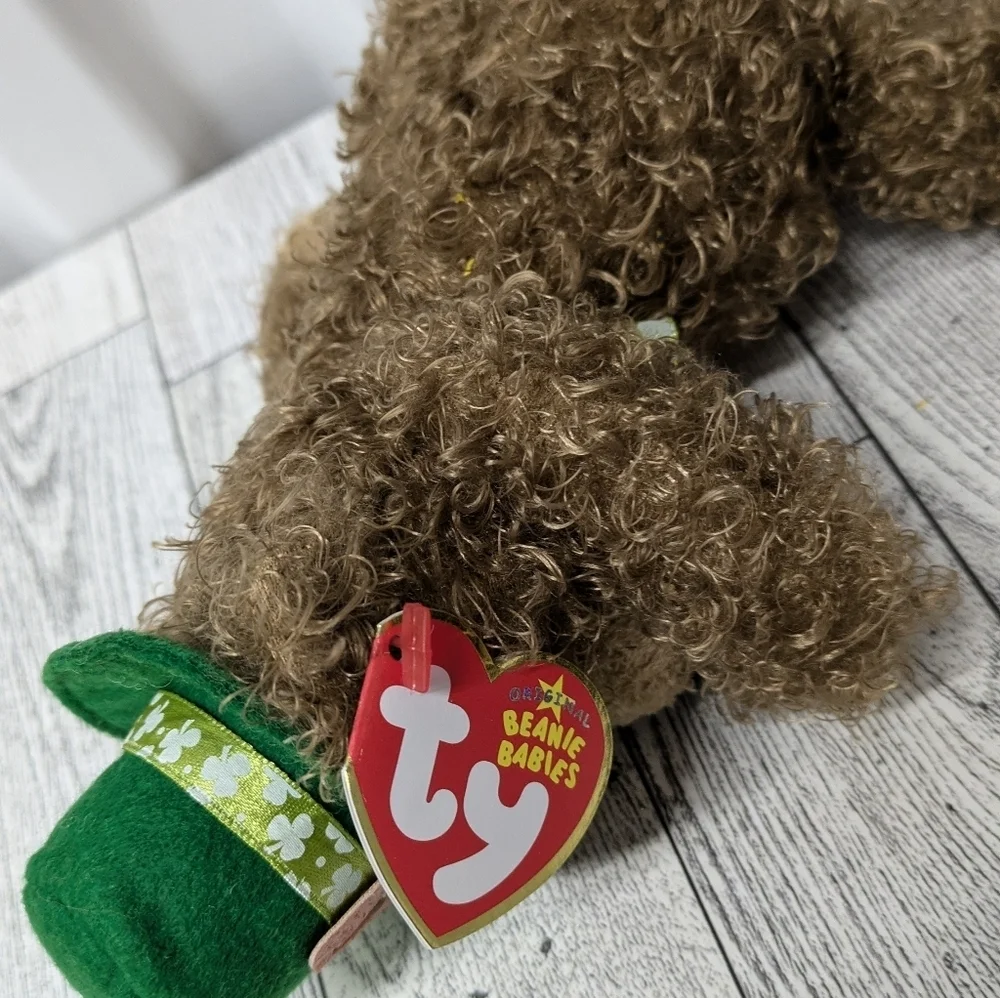 Ty lucky I Day Brown Bear with Green Hat and Bowtie